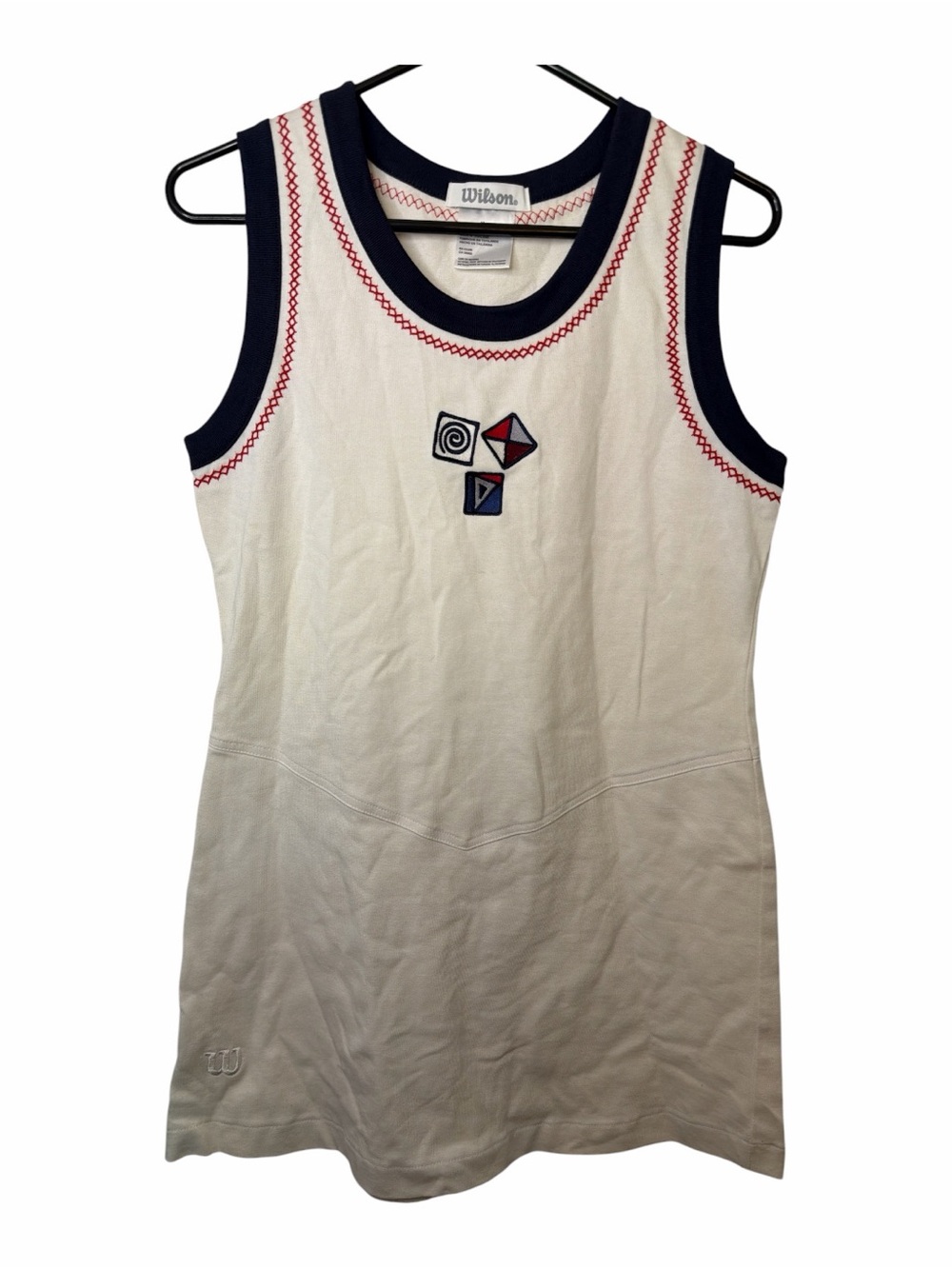 Vintage Wilson White Tank Tennis Dress with Navy Trim and Red Stitching
